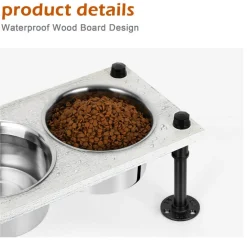 Industrial Style Raised Pet Feeder, Weathered Wood Dog Food & Water Bowl Stand
