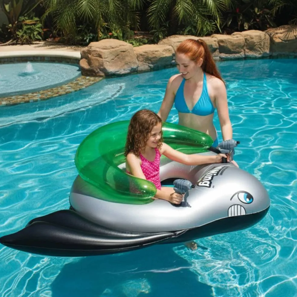 Inflatable Batwing Fighter Ride-On Kids Battle Squirt Blaster Pool Toy - 72" - Green