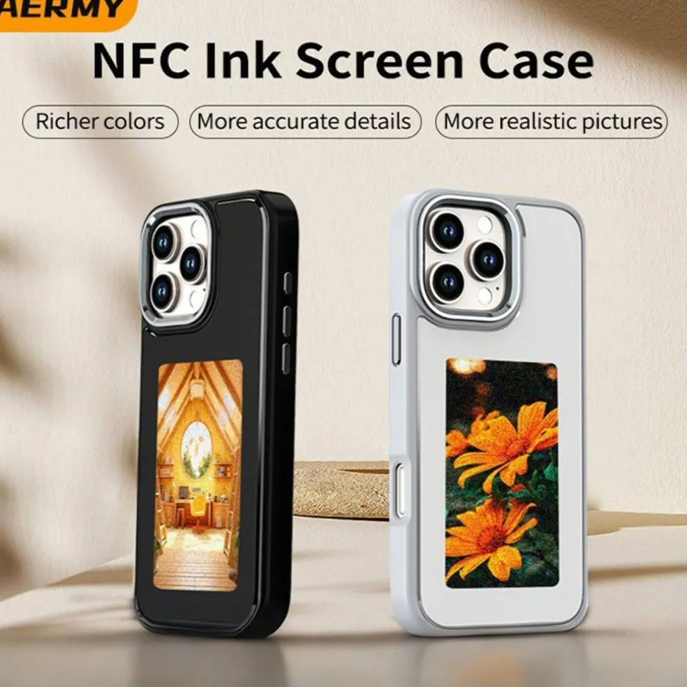 Ink Screen Mobile Case with 3.97 Inch HD Display and Alloy Frame Black Protective Design
