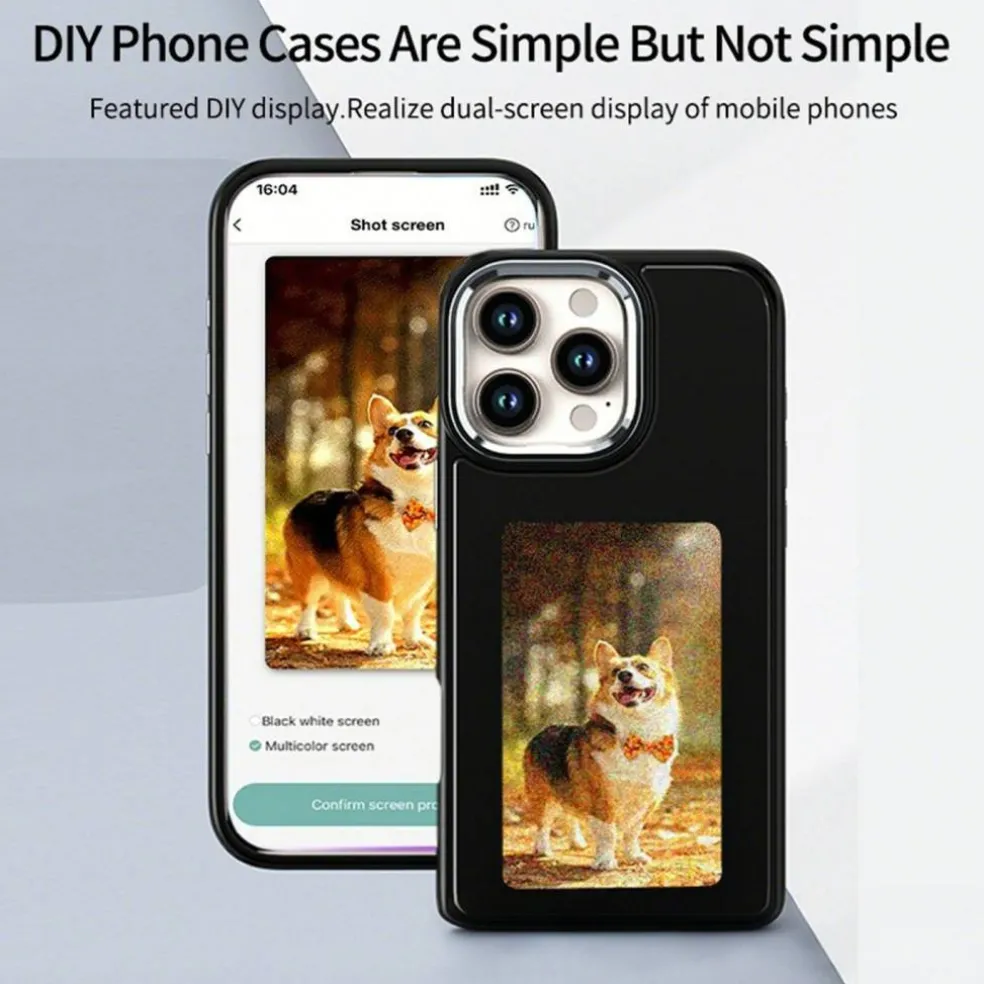 Ink Screen Mobile Case with 3.97 Inch HD Display and Alloy Frame Black Protective Design