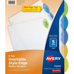 Insertable Style Edge™ Plastic Dividers, 5-Tab Set, Multicolor