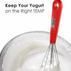 2-in-1 Stainless Steel Whisk & Digital Instant Read Thermometer – 12-inch Egg Beater with Internal Probe – Precision Cooking Tool for Candy, Chocolate, Yogurt, Sauces & Buttercream