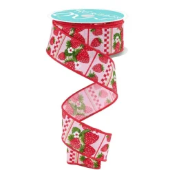 1.5in Strawberries Ribbon: Pink (10 Yards)