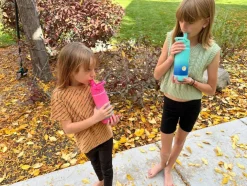 Insulated Water Bottle for School, 16oz Back to School Water Bottle with Straw Lid for Girls, Boys (Purple/Sky)