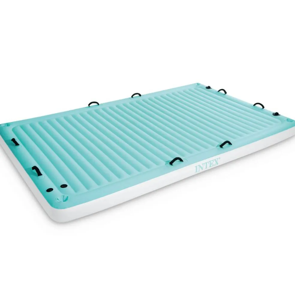 Intex: Floating Water Lounge - (56289EP) Teal & White Water & Pool Float, 122” x72”x7”, Massive Float Allows For Multiple Adults, Weight Capacity 880 lbs., Built-In Cupholders, Sturdy Handles For Easy On/Off