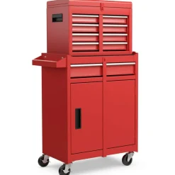 2-in-1 Tool Chest Cabinet with 5 Sliding Drawers and 4 Universal Wheels Perfect for Garage or Workshop