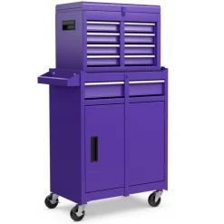 2-in-1 Tool Chest Cabinet with 5 Sliding Drawers and 4 Universal Wheels Perfect for Garage or Workshop