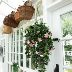 34in. UV Resistant Artificial Azalea Hanging Basket (Indoor/Outdoor)
