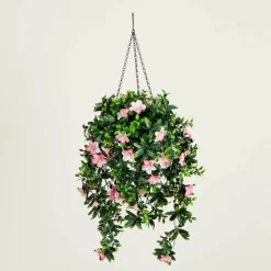 34in. UV Resistant Artificial Azalea Hanging Basket (Indoor/Outdoor)