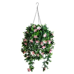34in. UV Resistant Artificial Azalea Hanging Basket (Indoor/Outdoor)
