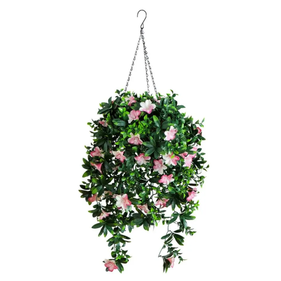 34in. UV Resistant Artificial Azalea Hanging Basket (Indoor/Outdoor)