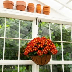 24in. UV Resistant Artificial Chrysanthemum Hanging Basket (Indoor/Outdoor)