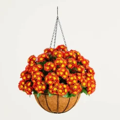 24in. UV Resistant Artificial Chrysanthemum Hanging Basket (Indoor/Outdoor)