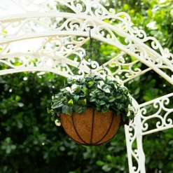 18in. UV Resistant Artificial Gardenia Hanging Basket (Indoor/Outdoor)