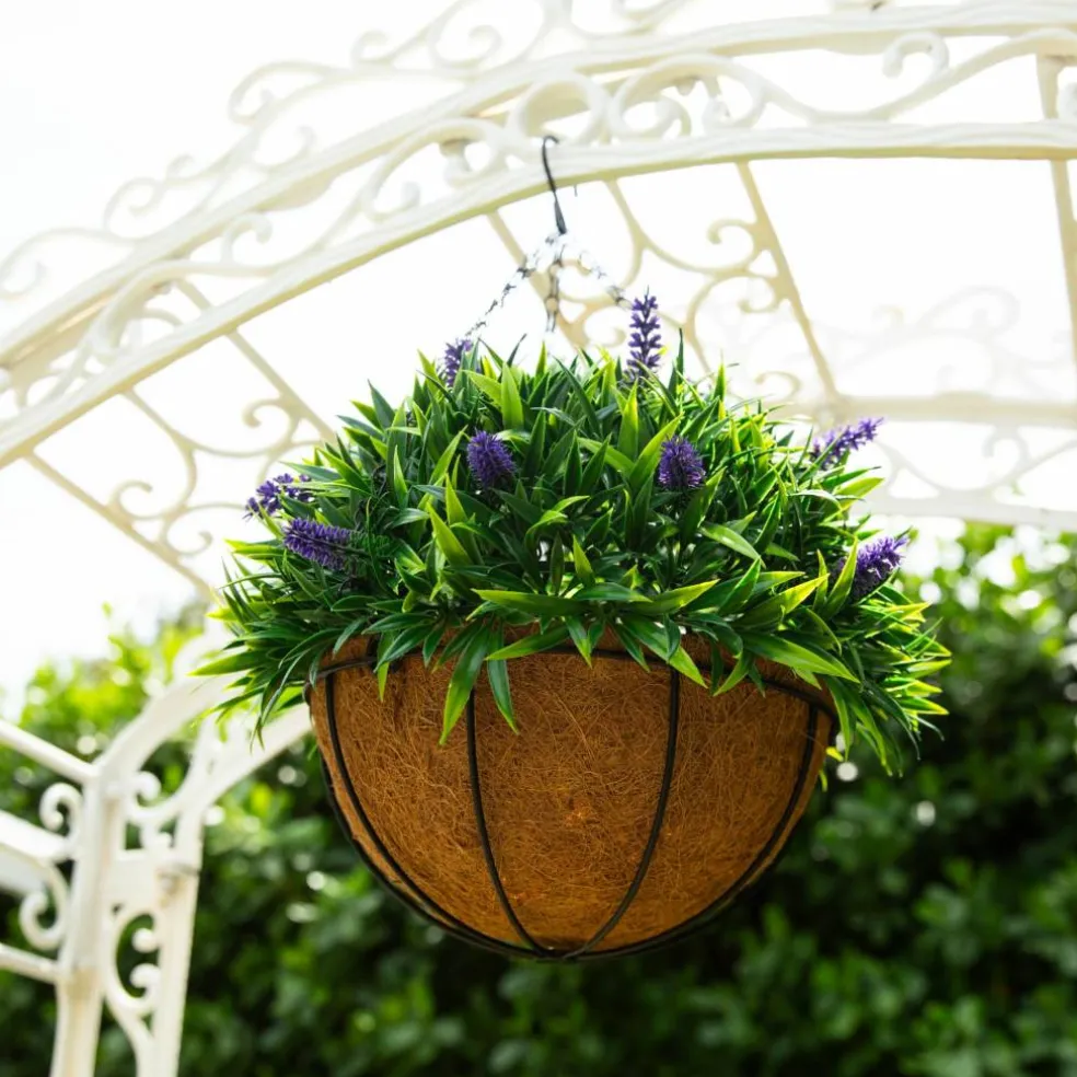 18in. UV Resistant Artificial Lavender Hanging Basket (Indoor/Outdoor)