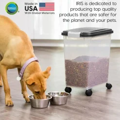 IRIS Airtight Pet Food Storage Containers with Attachable Casters