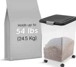 IRIS Airtight Pet Food Storage Containers with Attachable Casters