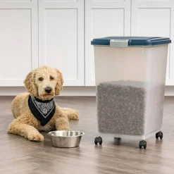 IRIS Airtight Pet Food Storage Containers with Attachable Casters