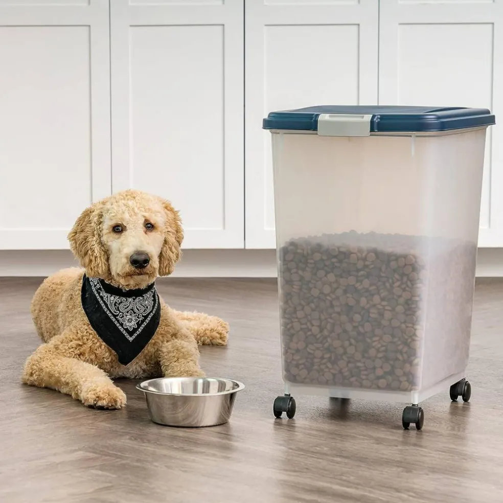 IRIS Airtight Pet Food Storage Containers with Attachable Casters