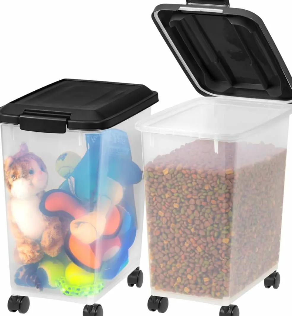 IRIS Airtight Pet Food Storage Containers with Attachable Casters