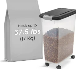 IRIS Airtight Pet Food Storage Containers with Attachable Casters