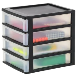 IRIS Black 4-Drawer Desktop Storage Unit