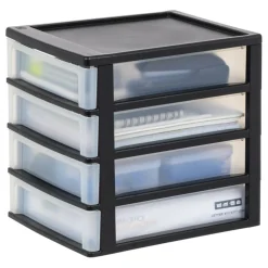 IRIS Black 4-Drawer Desktop Storage Unit