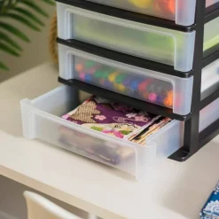 IRIS Black 4-Drawer Desktop Storage Unit