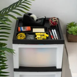 IRIS Black 4-Drawer Medium Cart With Organizer Top