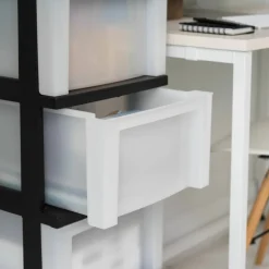 IRIS Black 4-Drawer Medium Cart With Organizer Top