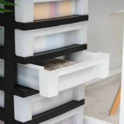 IRIS Black 5-Drawer Storage Cart With Organizer Top
