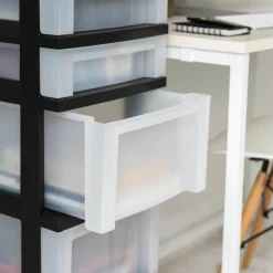 IRIS Black 6-Drawer Storage Cart With Organizer Top