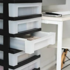 IRIS Black 9-Drawer Storage Cart with Organizer Top