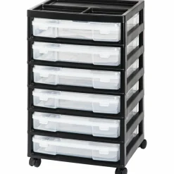Iris® 6 Case Black Rolling Scrapbook Cart