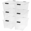 Iris® Clear Stack & Pull™ Storage Tote, 6 Pack