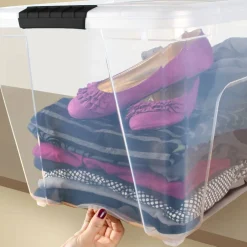 Iris® Clear Stack & Pull™ Storage Tote, 6 Pack