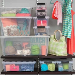 Iris® Clear Stack & Pull™ Storage Tote, 6 Pack