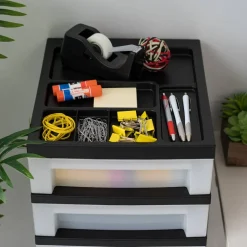 IRIS 9 Drawer Storage Cart with Organizer Top, Black