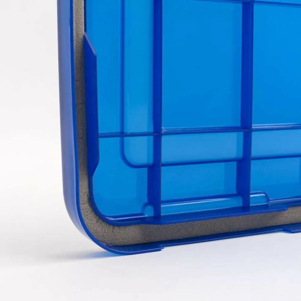 IRIS Element Resistant Clear Plastic Storage Boxes with Blue Lid