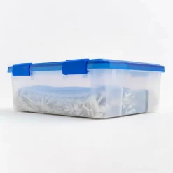 Iris® 6.5gal. Clear Plastic Storage Boxes With Blue Lid, 4 Pack