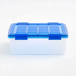 Iris® 6.5gal. Clear Plastic Storage Boxes With Blue Lid, 4 Pack