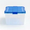 IRIS 15gal. Clear Plastic Storage Boxes with Blue Lid, 4ct.
