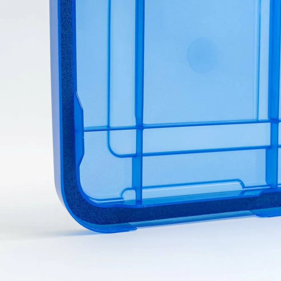 IRIS 15gal. Clear Plastic Storage Boxes with Blue Lid, 4ct.