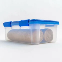 Iris® 4gal. Clear Plastic Storage Boxes With Blue Lid, 6 Pack