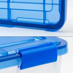 Iris® 4gal. Clear Plastic Storage Boxes With Blue Lid, 6 Pack