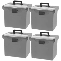 Iris® Gray, Portable File Box Letter Size, 4 Ct