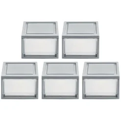 Iris® Gray Small Stacking Drawer, 5 Pack