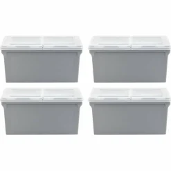 Iris® Gray Split-Lid Letter Size File Box, 4 Pack