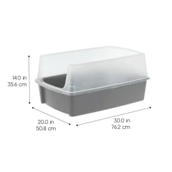 IrisĀ® Open Top Cat Litter Box, Gray