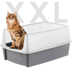Iris® Open Top Cat Litter Box, Gray